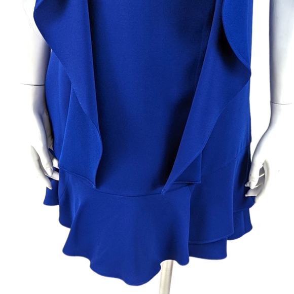 BCBG Maxazria Ruffle Cocktail Party Mini Dress Womens Small Blue Sleeveless - Picture 5 of 13